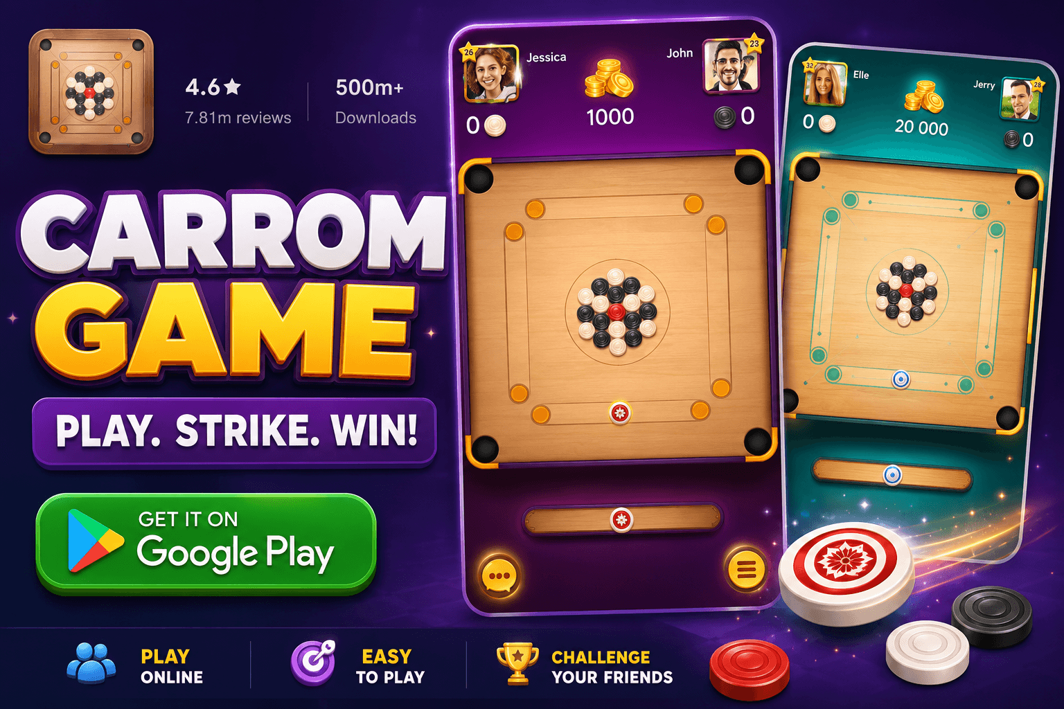 Carrom Disc Pool — Board