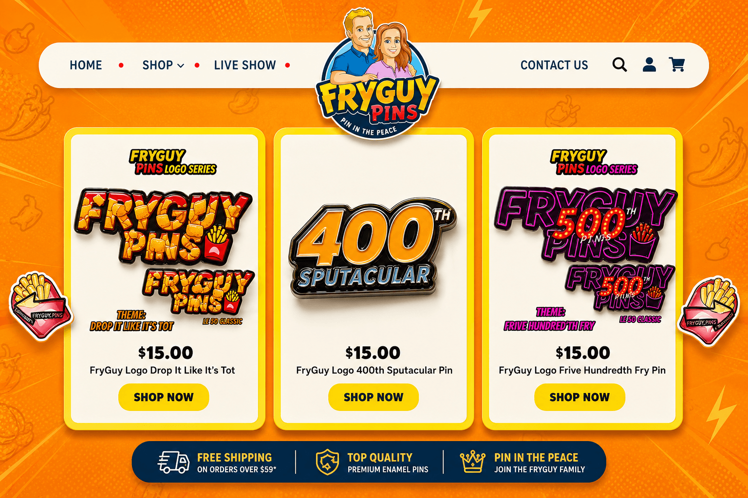 Fry Guy Pins — Accessories & Collectibles